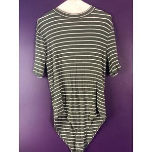 Forever 21 Green Striped Bodysuit
